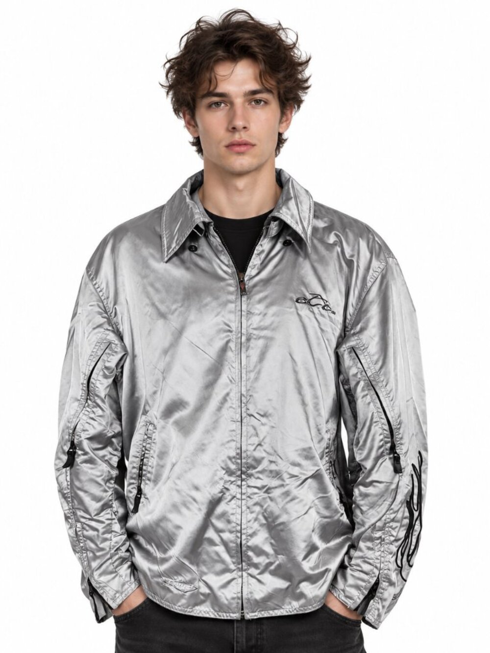 Men’s Choppers Metallic Flame Graphic Zip Jacket Size Large — New Without Tags